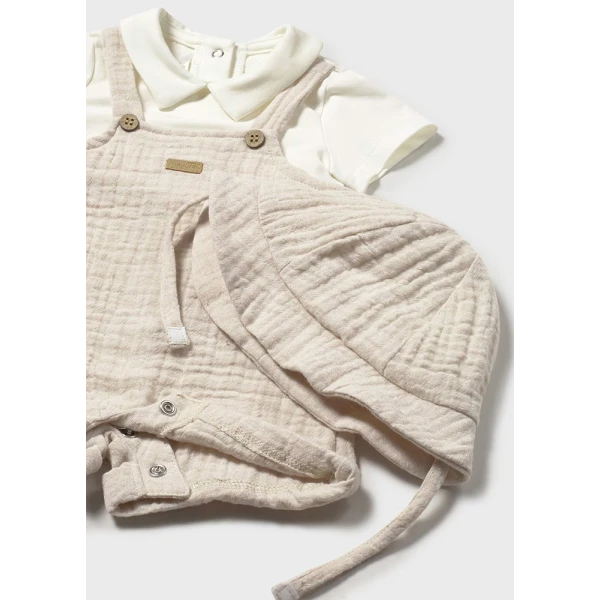MAYORAL DUNGAREE ROMPER SHORT WHEAT 