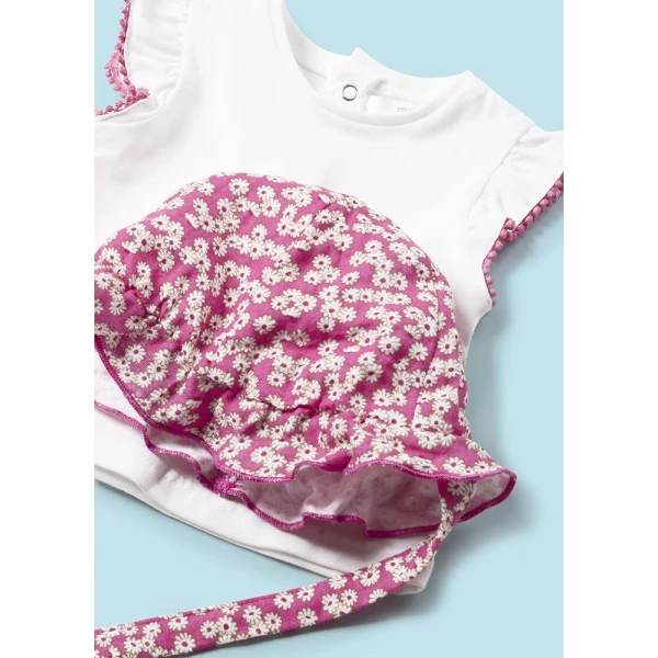 MAYORAL SET DUNGAREES WITH HAT PINK