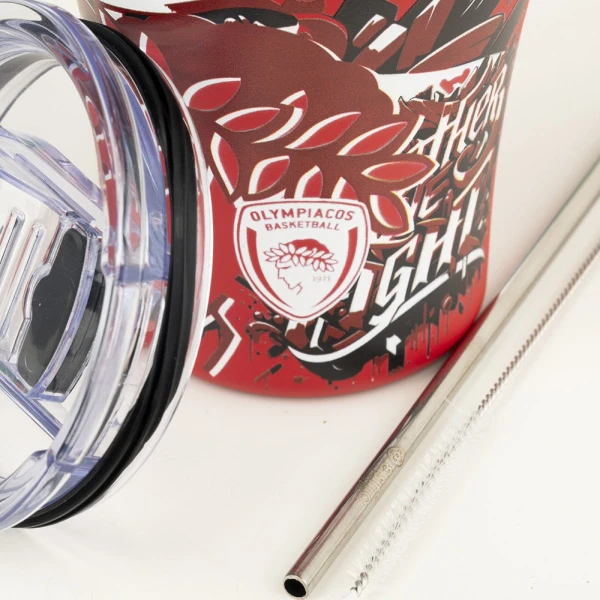 ESTIA HOME ART ΘΕΡΜΟΣ COFFEE MUG 350ml - OLYMPIACOS TOGETHER WE FIGHT