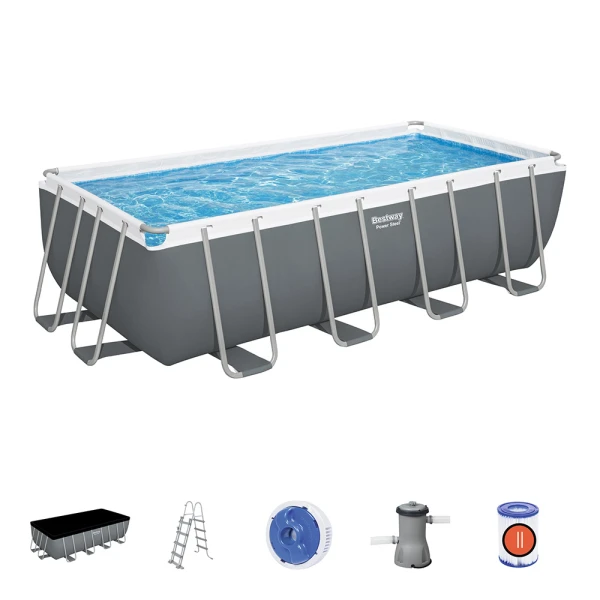 BESTWAY ΣΕΤ ΟΡΘΟΓΩΝΙΑ ΠΙΣΙΝΑ 488X244Χ122 εκ. POWER STEEL