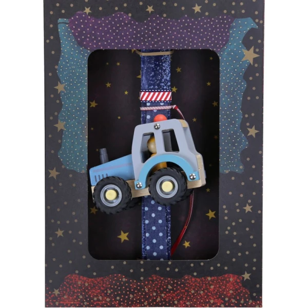 SYNCHRONIA HANDMADE CANDLE 30 cm WOODEN TRACTOR BLUE