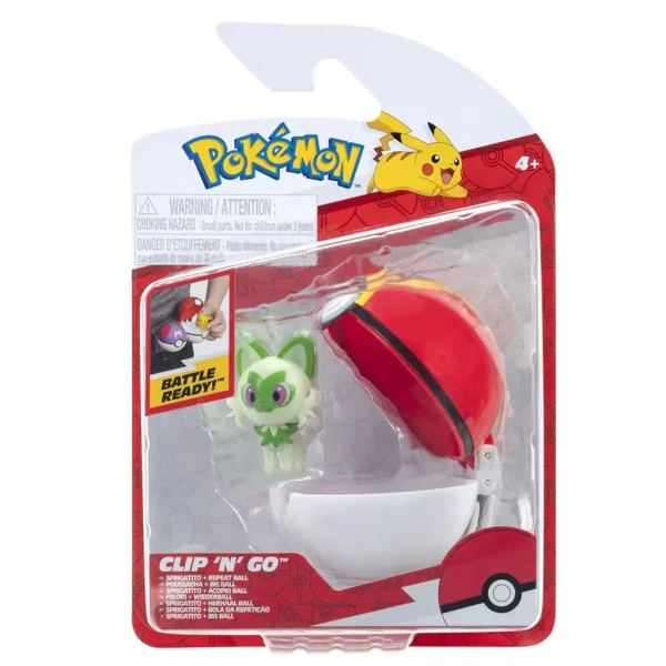 POKEMON POKE BALL CLIP N GO WITH FIGURE W20 - SPRIGATITO WITH REPEAT BALL