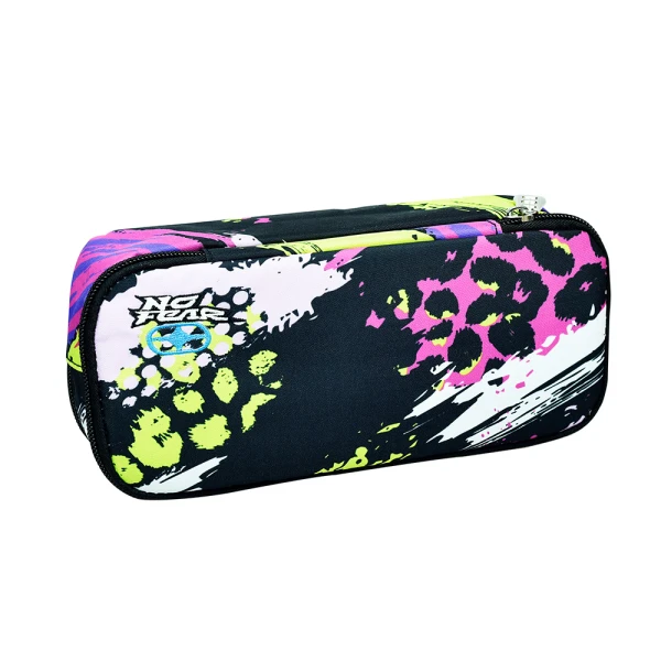 BACK ME UP OVAL PENCIL CASE NO FEAR FLUO PRINTS