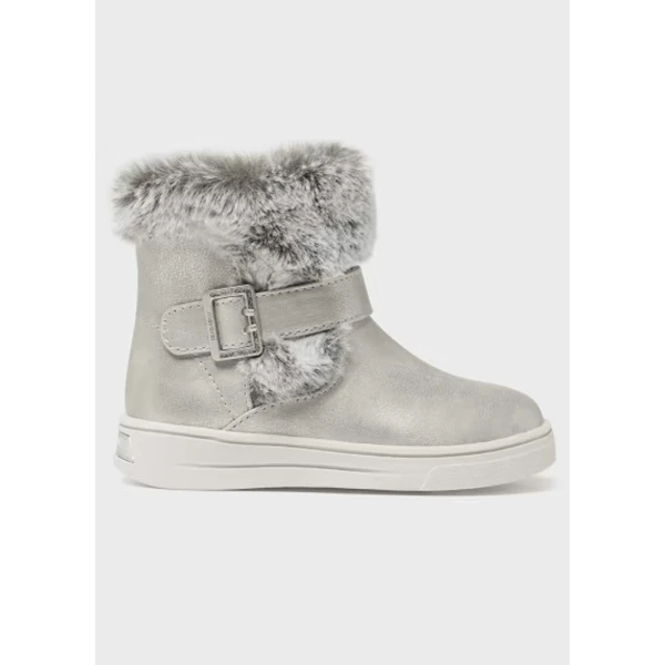 MAYORAL ANKLE BOOT FUR DETAILS SILVER