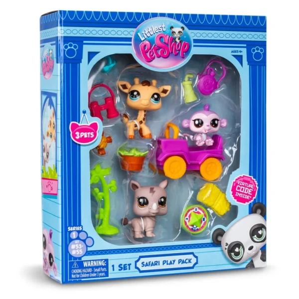 LITTLEST PETSHOP FIGURES 3 pcs. WITH ACCESSORIES - SAFARI