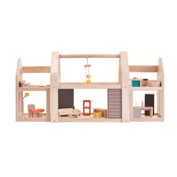 PLAN TOYS PORTABLE DOLLHOUSE WITH FURNITURES