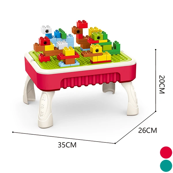 PLAYING TABLE WITH 58 BRICKS FOLDABLE PINK