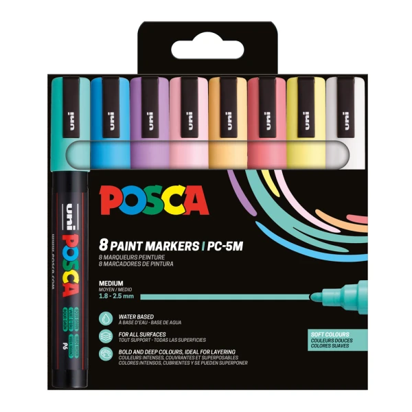 POSCA SET OF 8 MARKERS PC-5M - SOFT COLOR