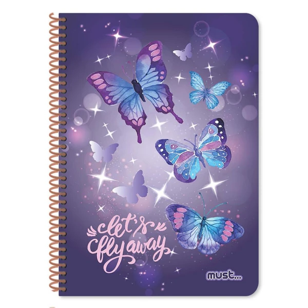MUST SPIRAL NOTEBOOK 17X25 2THEMES 60 SHEETS CUTE - 4 DESIGNS