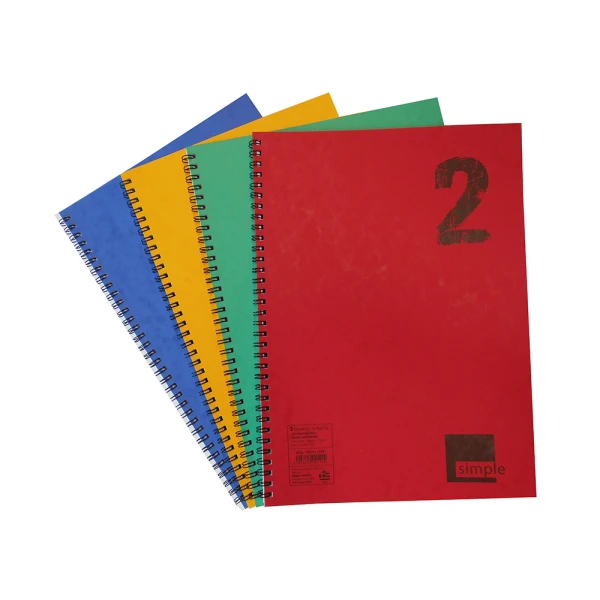 SPIRAL NOTEBOOK A4 60F SIMPLE 2 SUBJECTS - 4 COLOURS