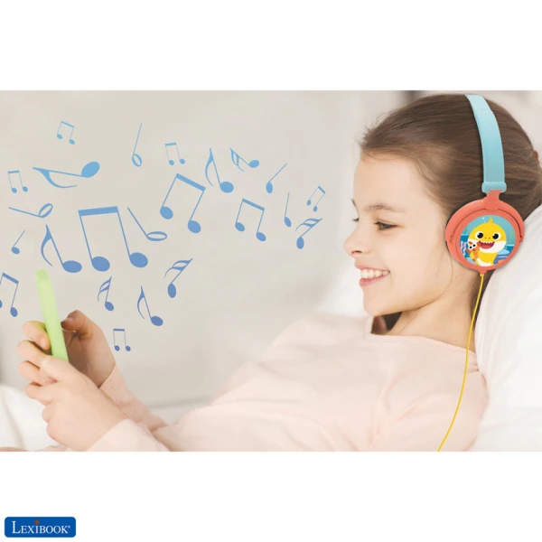 LEXIBOOK BABY SHARK STEREO FOLDABLE HEADPHONES WITH KID-SAFE VOLUME