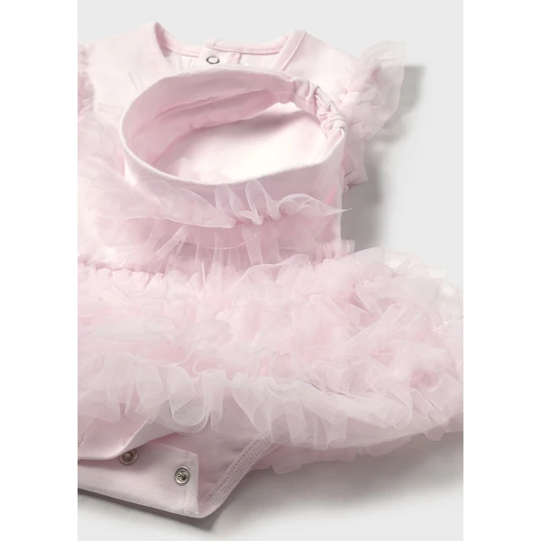 MAYORAL ONESIE TULLE WITH HEADBAND PINK 