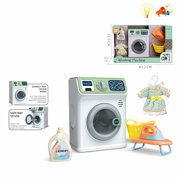 MINT GREEN WASHING MACHINE WITH TOUCH FUNCTIONS SOUND LIGHTS & ACCESSORIES