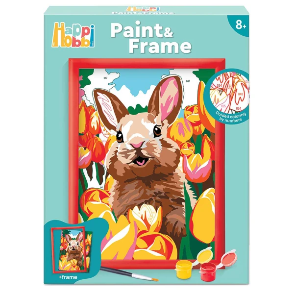 HAPPIHOBBI PAINT & FRAME BY NUMBERS CHEERFUL BUNNY ΓΙΑ 8+ ΧΡΟΝΩΝ