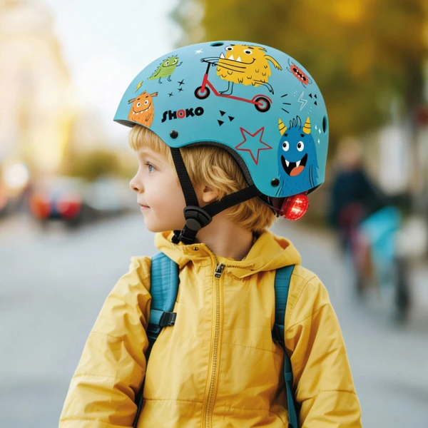 SHOKO PROTECTIVE HELMET WITH LIGHT - MINTY MONSTERS