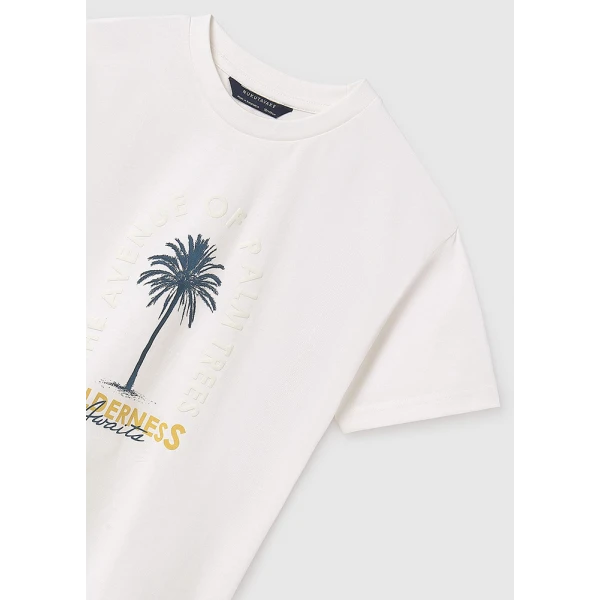 MAYORAL BLOUSE SHORT SLEEVES PRINT PALM CREAM