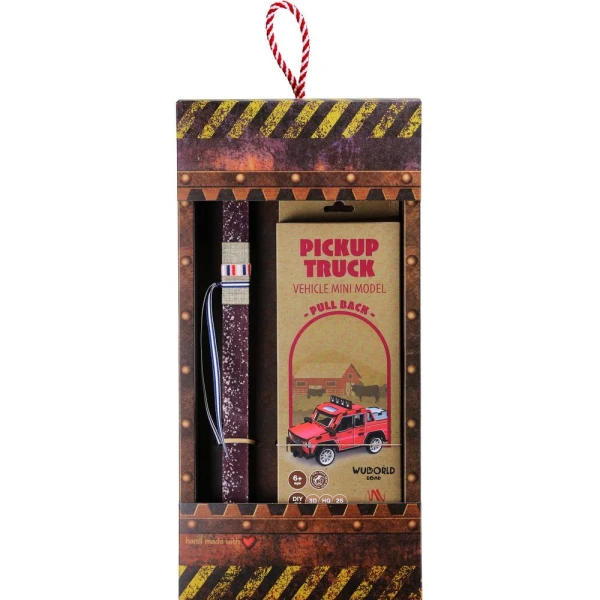 SYNCHRONIA HANDMADE CANDLE 30 cm WOODEN MODEL PULL BACK - PICKUP TRUCK