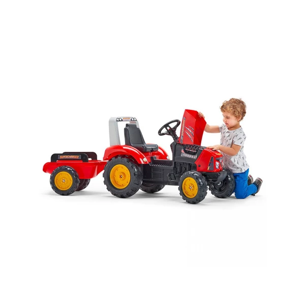 FALK RED SUPERCHARGER TRACTOR WITH TRAILER