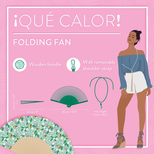 LEGAMI FOLDING PAPER FAN BEE GREEN