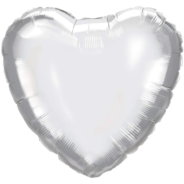 BALLOON HEART SILVER FOIL 46 cm