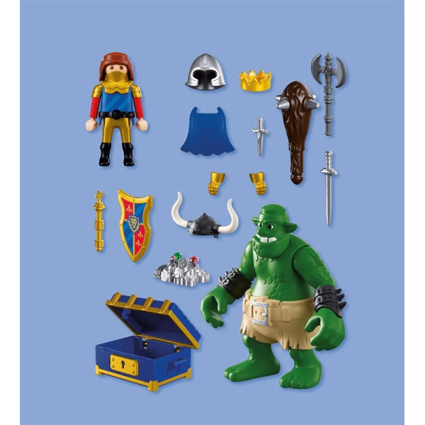 PLAYMOBIL KNIGHTS TROLL WITH LION KNIGHT TREASURE