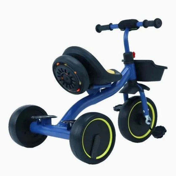 BLUE TRICYCLE WITH ILLUMINATED BACK & BELL