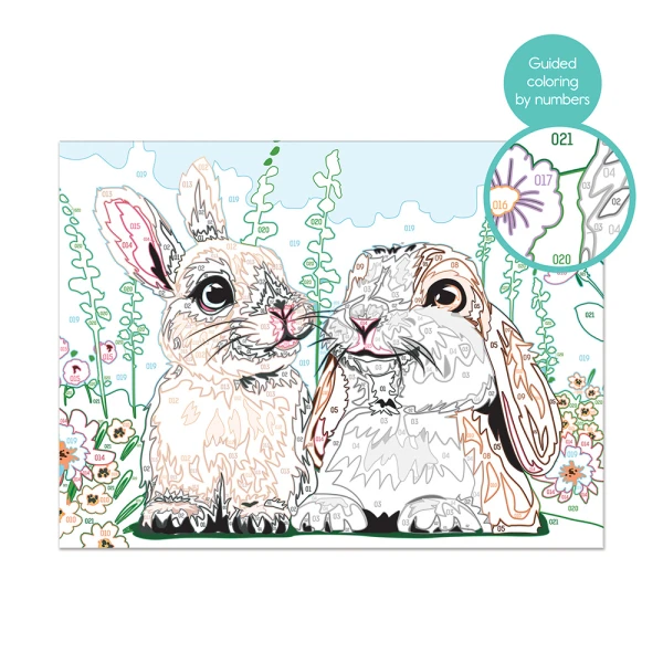 PAINT & FRAME PAINT BY NUMBERS CUTE BUNNIES FOR AGES 9+