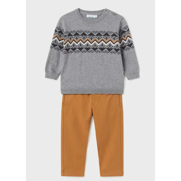MAYORAL SET TROUSERS JERSEY INTARSIA BEIGE