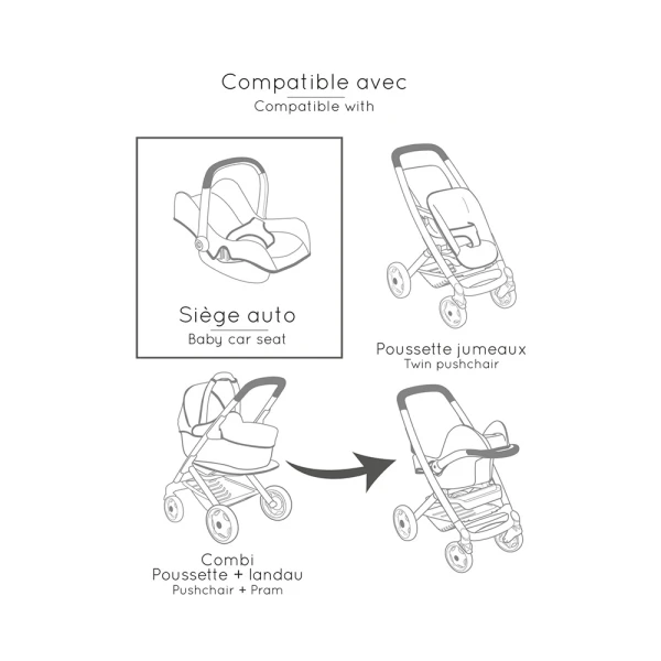 SMOBY MAXI COSI ΚΑΘΙΣΜΑ ΚΑΙ ΚΑΡΕΚΛΑ ΦΑΓΗΤΟΥ ΚΟΥΚΛΑΣ ΡΟΖ