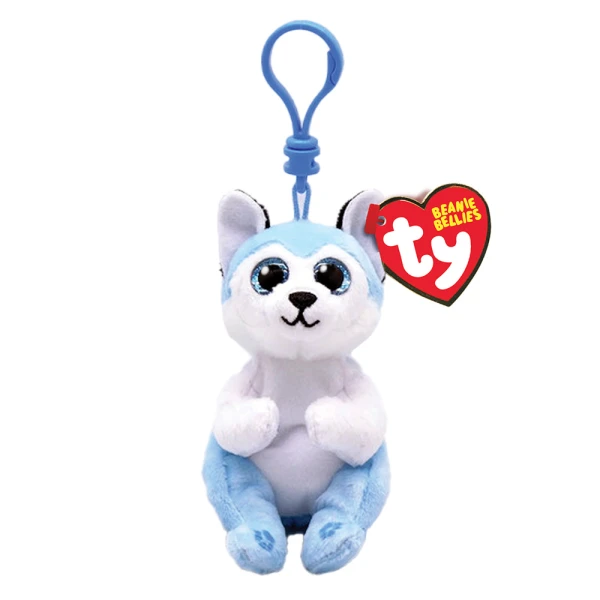 TY BEANIE BELLIES THUNDER PLUSH WITH CLIP HUSKY BLUE 8.5 cm