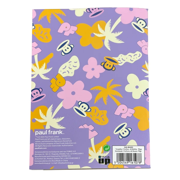 BACK ME UP NOTEBOOK 17X25 cm PAUL FRANK 1995
