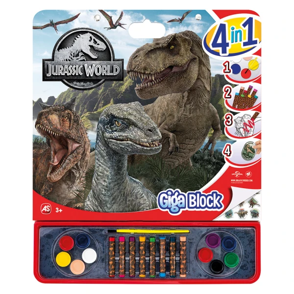 GIGA BLOCK DRAWING SET JURASSIC WORLD 4 IN 1 FOR AGES 3+