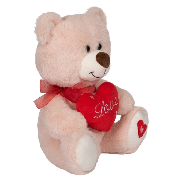 PLUSH BEAR WITH RED HEART 30 cm - 3 COLOURS