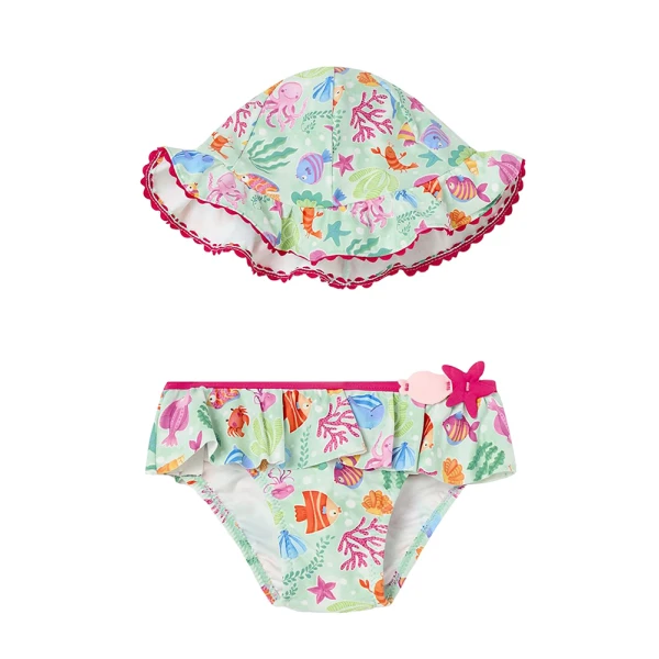 MAYORAL SET SWIMSUIT WITH HAT LIGHT BLUE