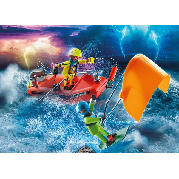 PLAYMOBIL CITY ACTION ΕΠΙΧΕΙΡΗΣΗ ΔΙΑΣΩΣΗΣ KITESURFER ΜΕ ΣΚΑΦΟΣ