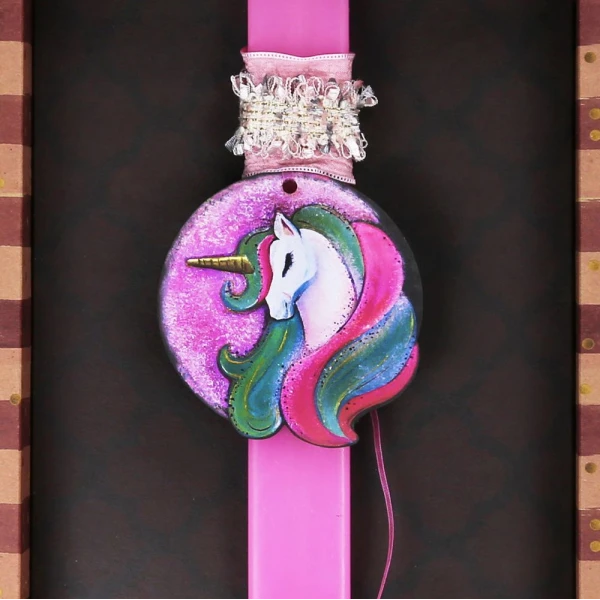 SYNCHRONIA HANDMADE CANDLE 30 cm PAINTING UNICORN