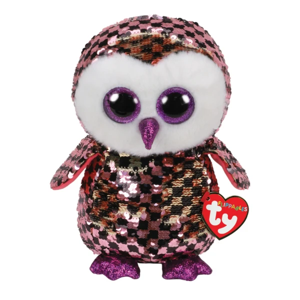 TY BEANIE BOOS PLUSH SEQUIN 23 cm OWL PINK-GOLD