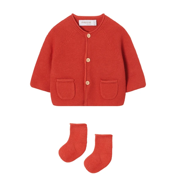 MAYORAL LONG CARDIGAN AND SOCKS ORANGE