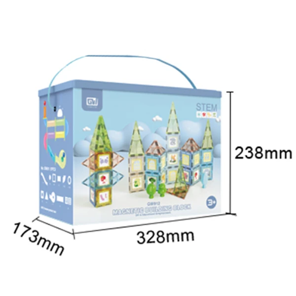 SET WITH MAGNETIC BRICKS IN PALE COLORS 59 pcs.
