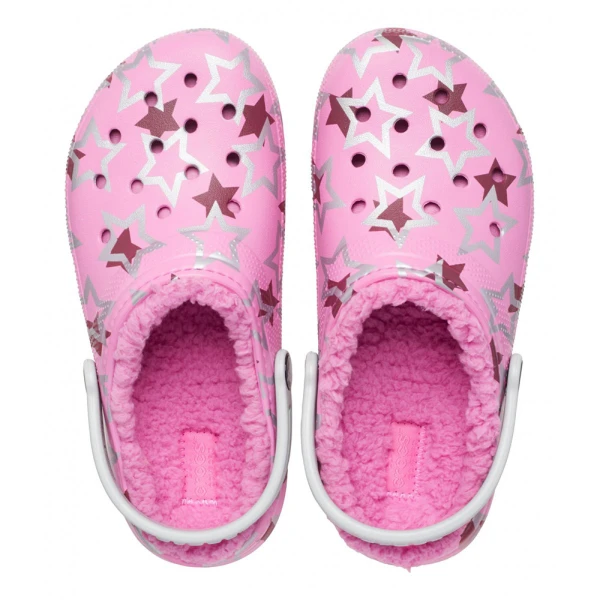 CROCS CLASSIC LINED DISCO DANCE PARTY CLOG K TAFFY PINK/MULTI