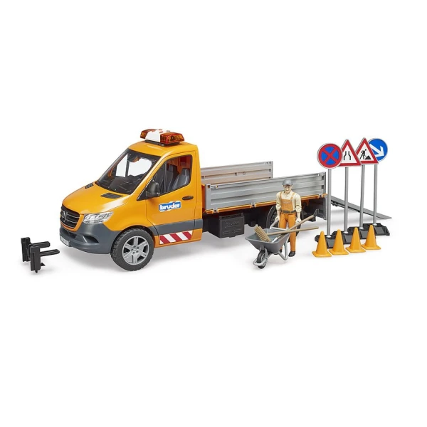 BRUDER MUNICIPAL VEHICLE MERCEDES BENZ SPRINTER WITH DRIVER AND ACCESSORIES