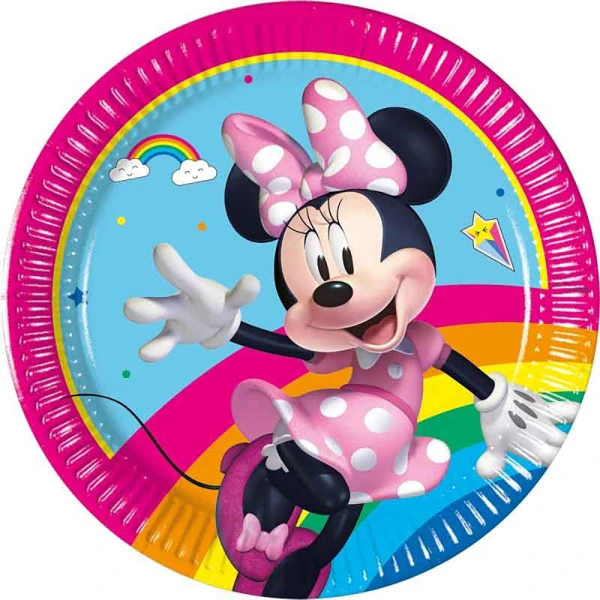 MEDIUM PLATES 20 cm 8 pcs MINNIE RAINBOW MAKES ME SMILE