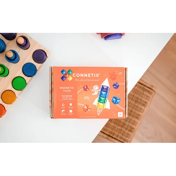 CONNETIX MAGNETIC TILES RAINBOW SQUARE PACK 42 pcs