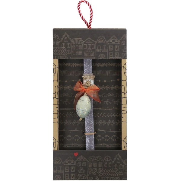 SYNCHRONIA HANDMADE CANDLE 30 cm PAINTED EGG WITH BRANCHES GREY