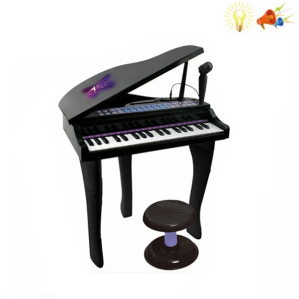 BLACK PIANO 37 KEYS WITH TAIL AND STOOL