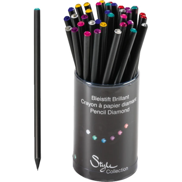 PENCIL FUN BLACK WITH STRASS - SEVERAL COLOURS