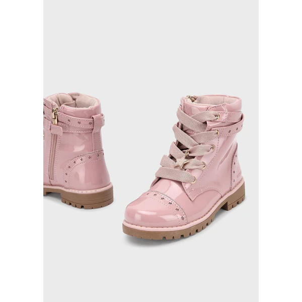 MAYORAL ANKLE BOOT BIKER PATENT LEATHER PINK 