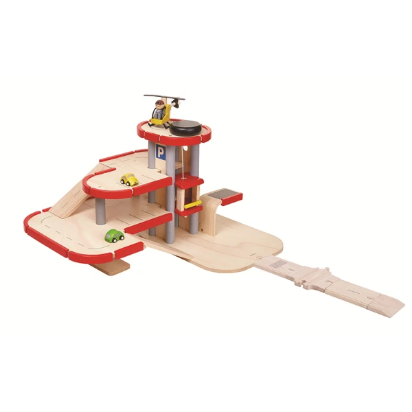 PLAN TOYS RACE N PLAY PARKING GARAGE RED