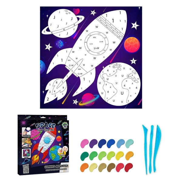 SPLAT PLANET SPACE CLAY ART SET ON CANVAS 30x30 cm