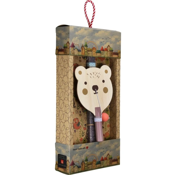 SYNCHRONIA HANDMADE CANDLE 30 cm ANIMAL RACKET - BEAR